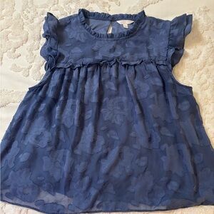 LC Lauren Conrad Ruffled Blue Floral Blouse